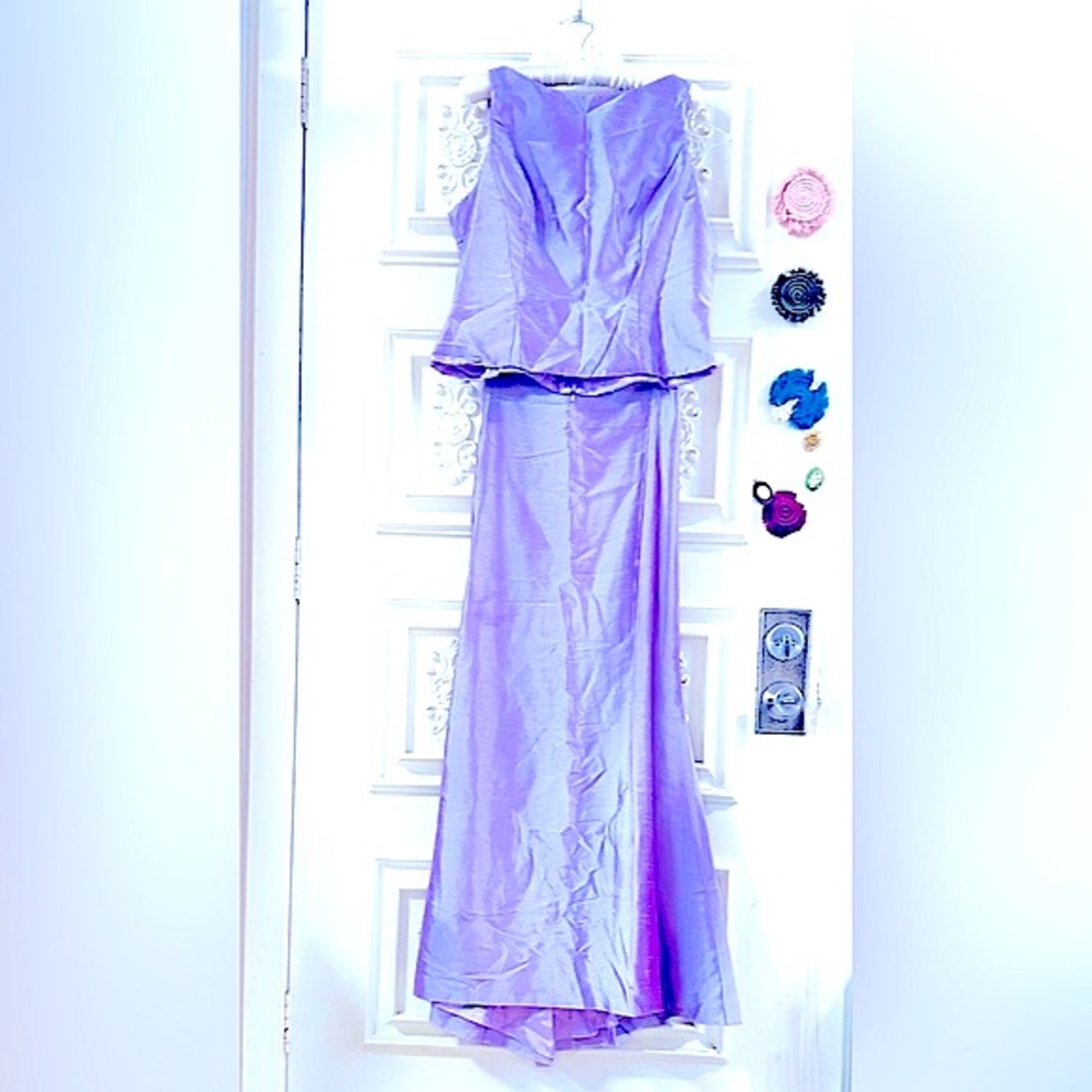 Stunning; 2pcFormal Dress “Top+Maxi Skirt” Shiny Fancy Lilac  Special Occasions